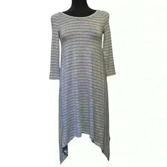 Matilda Jane Women's Gray and Blue Striped Long Sleeve Tunic Dress Size S - Picture 2 of 6